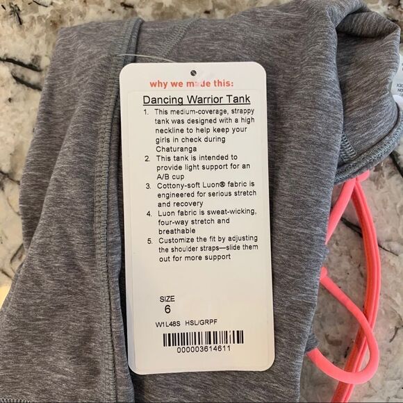 New LULULEMON Dancing Warrior Tank Gray Coral 6 - Picture 4 of 4